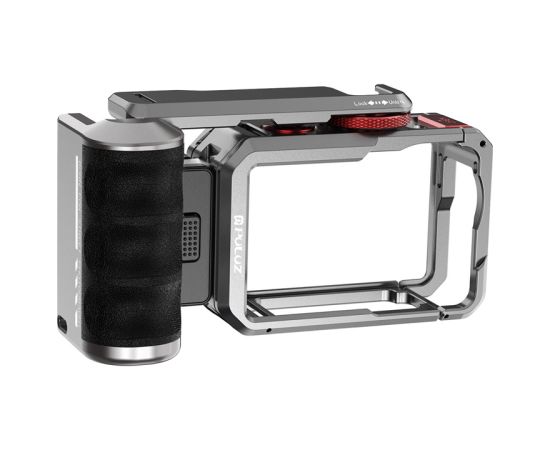 Titanium expansion cage with handle and additional Puluz connections for DJI Osmo Action 6 Sporta kameru aksesuāri