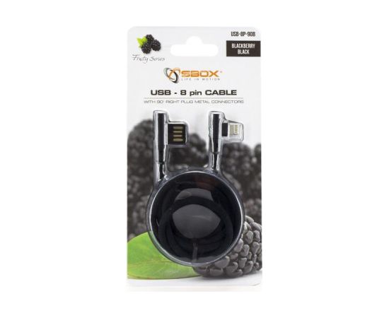 Sbox USB-8P-90B USB 8 Pin Cable blackberry black Data USB kabeļi