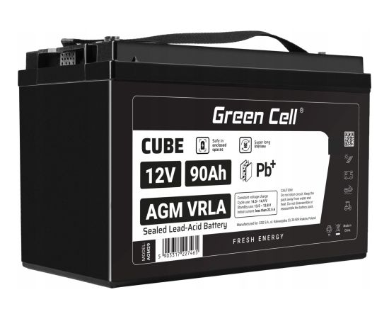 Akumulators Green Cell Cube AGM VRLA IP54 12V 90Ah Jaunumi - Datori