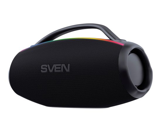 Portable speaker SVEN PS-399, black, power output 50+2x25W (RMS), Auracast, Waterproof (IPx5), TWS, Bluetooth, USB, lithium battery Беспроводные колонки