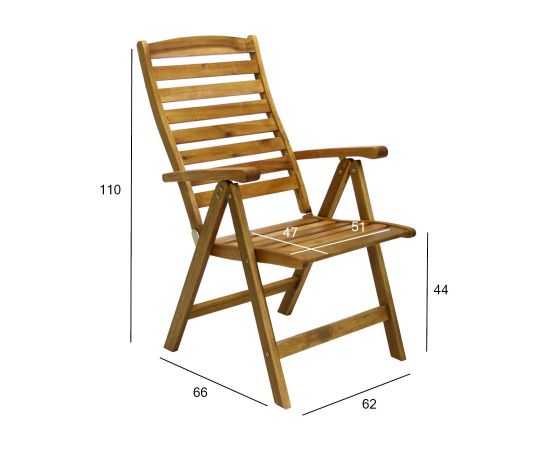 Krēsls FINLAY 62x66xH110cm, akācija Dārza galdi