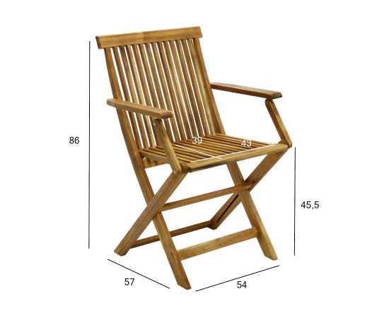 Krēsls FINLAY ar roku balstiem 54x57xH86cm, akācija Jaunumi -Dārzam