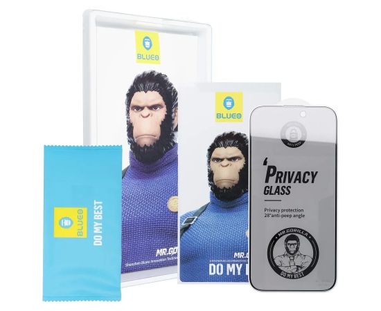 Защитное стекло дисплея 5D Mr. Monkey Glass (Strong Privacy) Apple iPhone 17 Pro черное Защитная пленка для экрана