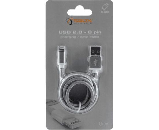 Sbox USB 2.0 8 Pin IPH7-GR grey Data USB kabeļi