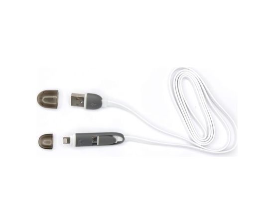 Sbox 2IN1W USB->Micro USB+IPH.5 M/M 1M white Data USB kabeļi