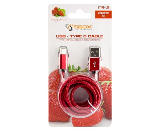 Sbox USB->Type-C M/M 1.5m CTYPE-1.5R Strawberry Red Дата USB-кабели
