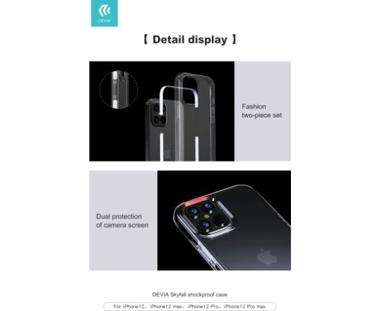 Devia Skyfall shockproof case iPhone 12 Pro Max white Neoriģinālie Maciņi