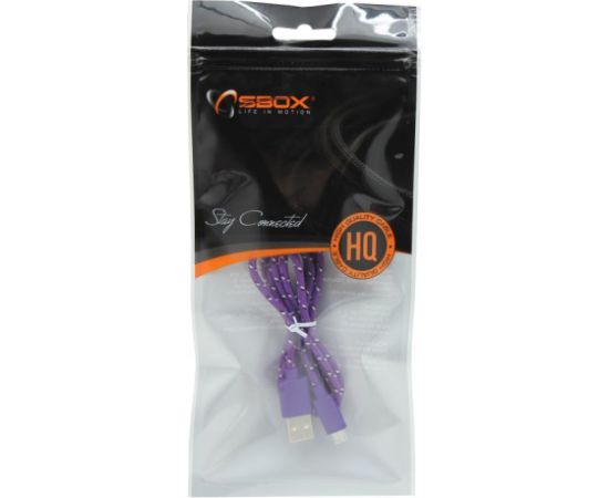 Sbox USB->Micro USB 1M USB-1031U purple Data USB kabeļi