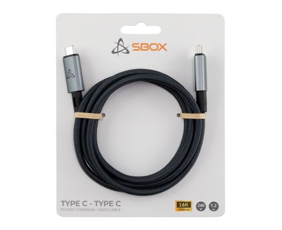 Sbox TYPE-C 240W 80 Gbps Type C - Type C M/M 1,2 m 16K/60Hz Дата USB-кабели