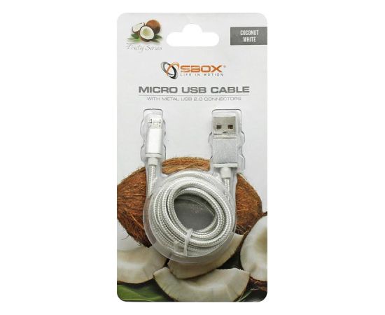 Sbox USB->Micro USB M/M 1.5m USB-10315W white Data USB kabeļi