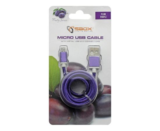 Sbox USB->Micro USB M/M 1m USB-10315U plum purple Data USB kabeļi