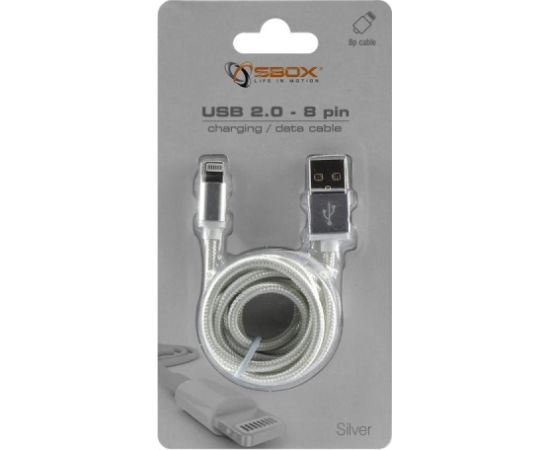 Sbox USB 2.0 8 Pin IPH7-S silver Data USB kabeļi