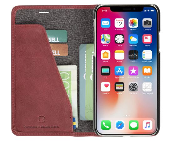 Krusell Sunne 4 Card FolioWallet Apple iPhone XS Max vintage red Чехлы - альтернативные