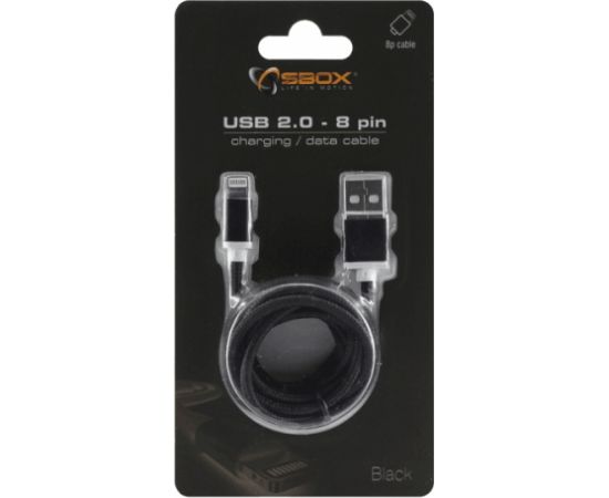 Sbox IPH7-B USB 2.0 8 Pin black Data USB kabeļi