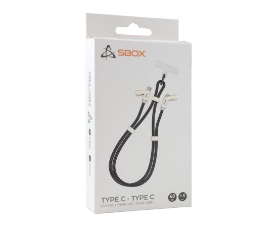 Sbox LANYARD BLACK Type-C -Type-C 1.5m Black Data USB kabeļi