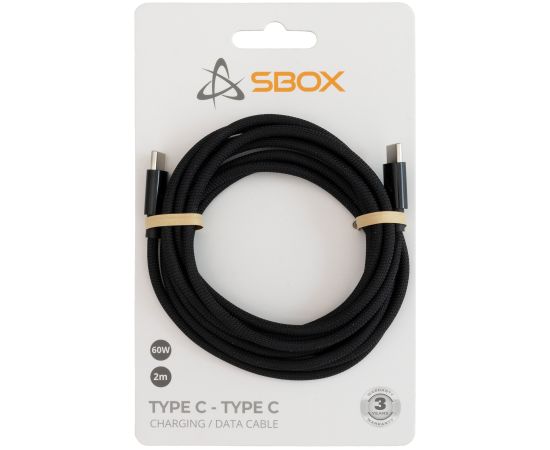 Sbox Type C - Type C Charging/Data Cable Black Data USB kabeļi