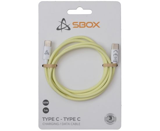 Sbox Type C - Type C M/M 1m yellow TYPEC-1-Y Data USB kabeļi