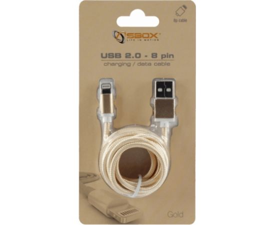 Sbox USB 2.0 8 Pin IPH7-G gold Data USB kabeļi