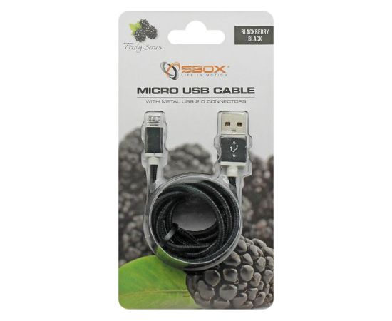 Sbox USB->Micro USB M/M 1.5m USB-10315B black Data USB kabeļi
