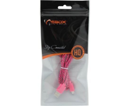 Sbox USB-1031P USB->Micro USB 1M  pink Data USB kabeļi