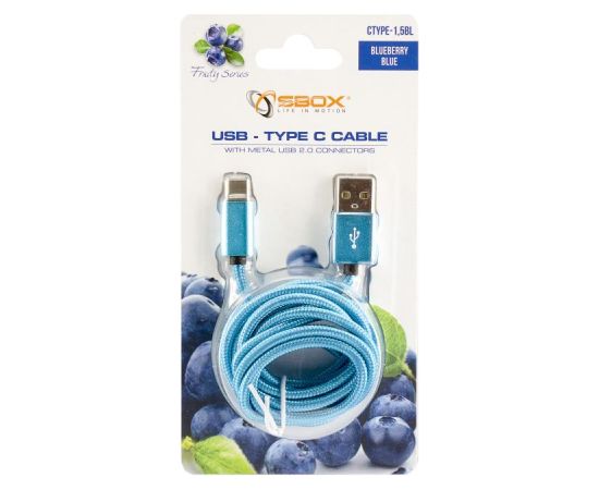 Sbox USB->Type C M/M 1.5m CTYPE-1.5BL Blue Дата USB-кабели