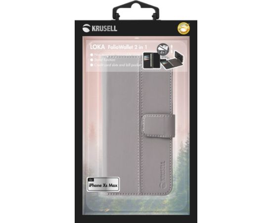 Krusell Loka FolioWallet 2in1 Apple iPhone XS Max grey Чехлы - альтернативные