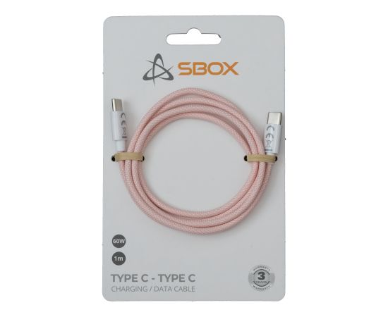 Sbox Type C - Type C M/M 1m pink TYPEC-1-P Data USB kabeļi