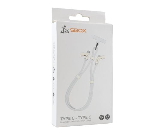 Sbox LANYARD WHITE Type-C -Type-C 1.5m White Data USB kabeļi