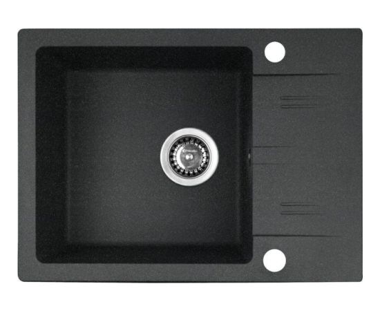 Zlewozmywak PYRAMIS LEFKADA (59x44) 1B 1D czarny + Bateria Lungo volcano Black Edition - 070261111LBE Virtuves izlietnes