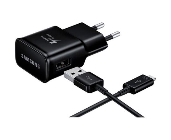 Charger Samsung EP-TA200NBE 15W + Type-C black Telefonu lādētāji 220v