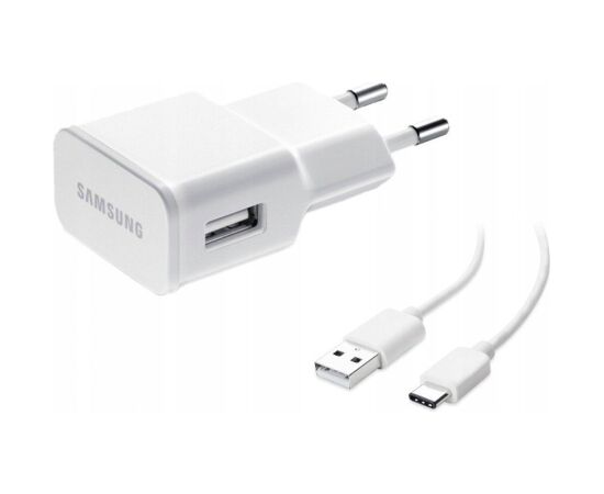 Charger Samsung EP-TA200NWE 15W + Type-C cable  white Telefonu lādētāji 220v