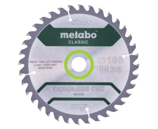 Griešanas disks kokam Metabo 628279000; 165x20 mm; Z36 Zāģripas