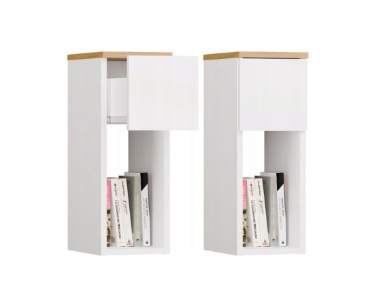 Top E Shop GALAX 20/1S WHITE/ARTISAN BEDSIDE TABLE Naktsskapīši