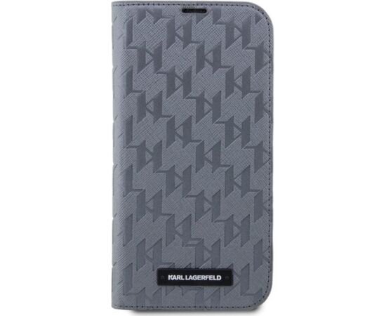 Karl Lagerfeld KLBKP14XSAKLHPG Saffiano Monogram Book Case Aizsargapvalks priekš iPhone 14 Pro Max 6.7" / sudraba Neoriģinālie Maciņi