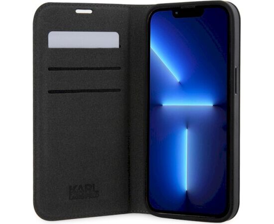 Karl Lagerfeld KLBKP14XSAKLHPG Saffiano Monogram Book Case Aizsargapvalks priekš iPhone 14 Pro Max 6.7" / sudraba Neoriģinālie Maciņi