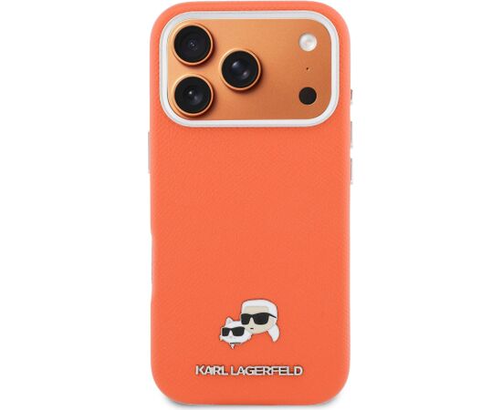 Karl Lagerfeld PU Karl and Choupette Heads Pins MagSafe Case Aizsargapvalks priekš Apple iPhone 17 Pro Neoriģinālie Maciņi