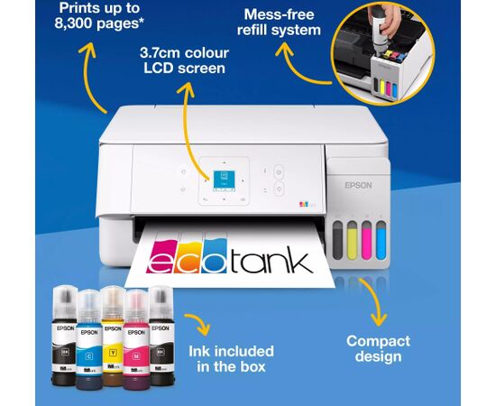 Epson Multifunctional printer EcoTank L3366 Inkjet Colour A4 Wi-Fi White Струйные многофункциональные устройства 