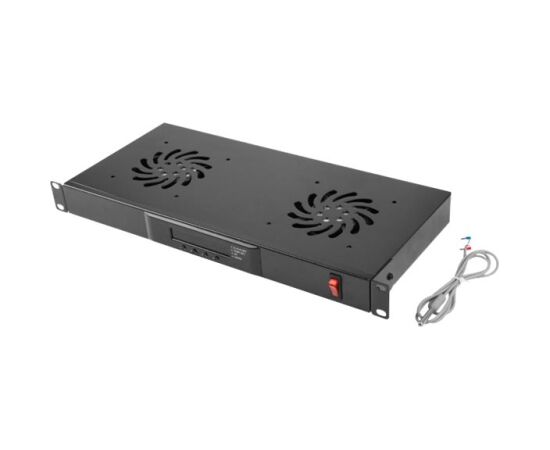 Lanberg 19" fan unit/ventilation panel with LCD 2 fans + thermostat 230V AK-1502-B Black Серверы и компоненты серверов