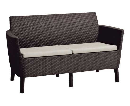 Keter Dārza dīvāns divvietīgs Salemo 2 Seater Sofa brūns Dārza krēsli