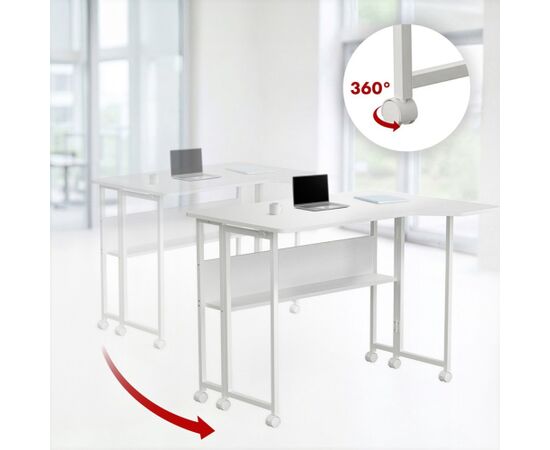 Maclean Folding Desk, White, Mobile, 100x65 cm, max. 50 kg, Corner, L-Shaped, MC-1250 L/W Jaunumi -Dārzam