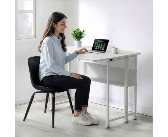 Maclean Folding Desk/Table, White, Mobile, 100x73 cm, max. 50 kg, Corner, L-Shaped, MC-126 L/W Jaunumi -Dārzam