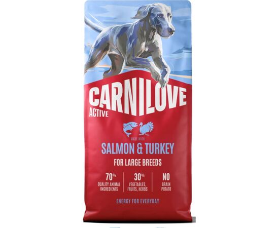 CARNILOVE ACTIVE DOG SALMON&TURKEY AD. LARGE 12kg Uzkodas sunim