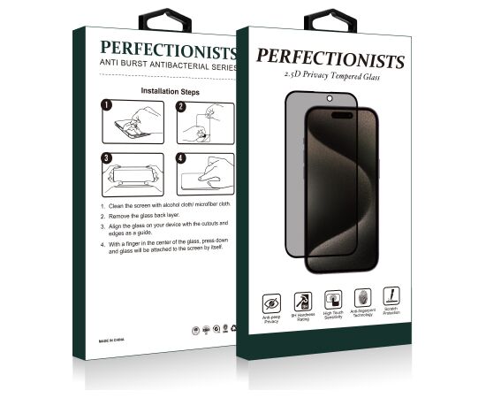 Tempered glass 2.5D Privacy Perfectionists Apple iPhone 17 Pro Max black Ekrānu aizsardzība
