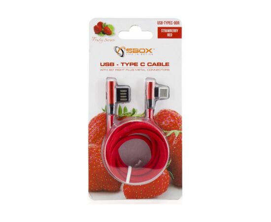 Sbox USB-C-90-R USB Type-C 90 m/m 1.5m Type-C-90R Strawberry Red Дата USB-кабели