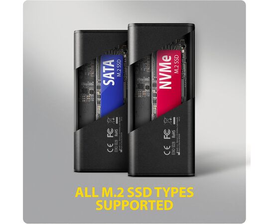SSD ACC ENCLOSURE M.2 NVME/SATA USB-C EEM2-SD2B AXAGON Аксессуары для компонентов