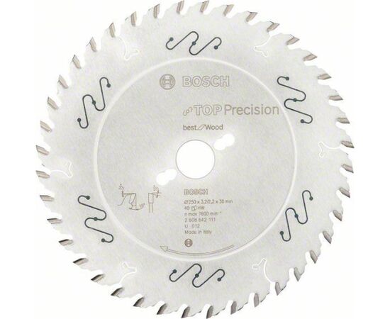 Griešanas disks Bosch 2608642113; 250x30 mm; Z80 Zāģripas