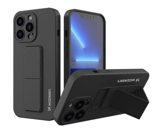Wozinsky Apple  Phone 13 Pro Max Kickstand Case silicone case with stand Black Neoriģinālie Maciņi