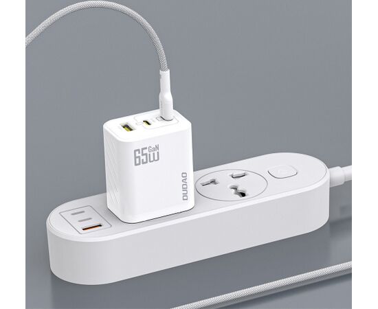 Charger Dudao A29C GaN 65W 2xUSB-C/USB-A + USB-C to USB-C cable 1.0m white Telefonu lādētāji 220v