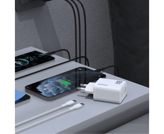 Charger Dudao A29C GaN 65W 2xUSB-C/USB-A + USB-C to USB-C cable 1.0m white Telefonu lādētāji 220v