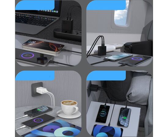 Charger Dudao A29C GaN 65W 2xUSB-C/USB-A + USB-C to USB-C cable 1.0m black Telefonu lādētāji 220v
